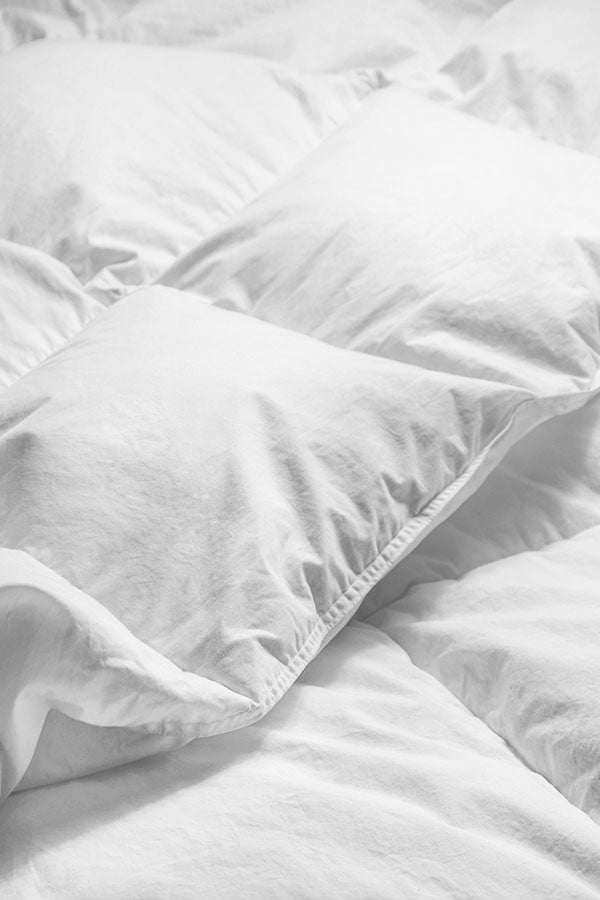 Closeup of a quilted seams of a summer weight duvet.