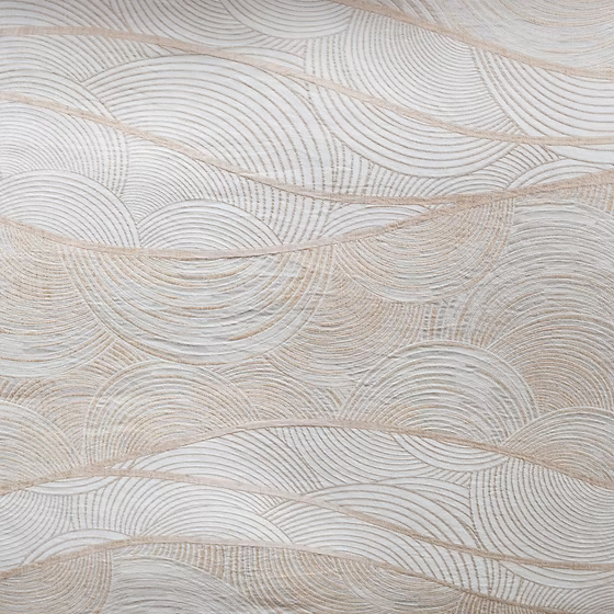 Textured pattern of Saturna Jacquard with wavy lines in beige and white