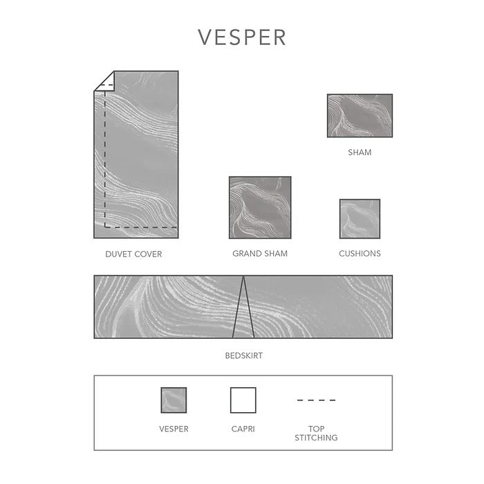 Vesper Jacquard Ebony Bedskirt - Pattern Lined
