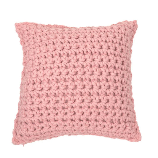Gummy pink large knit decorative Cushion , Gummy pink large knit throw