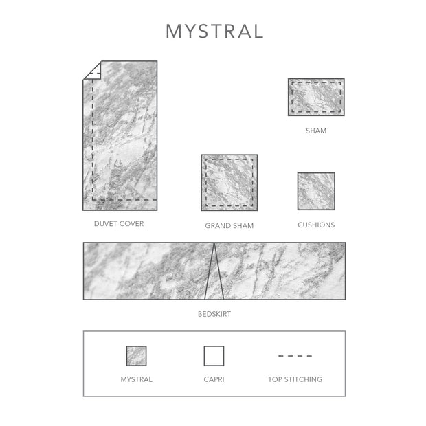 Mystral Jacquard Frost - Single Sham 1” Flange