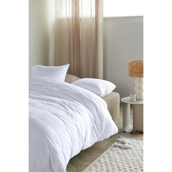 Waffle White Duvet Cover Set