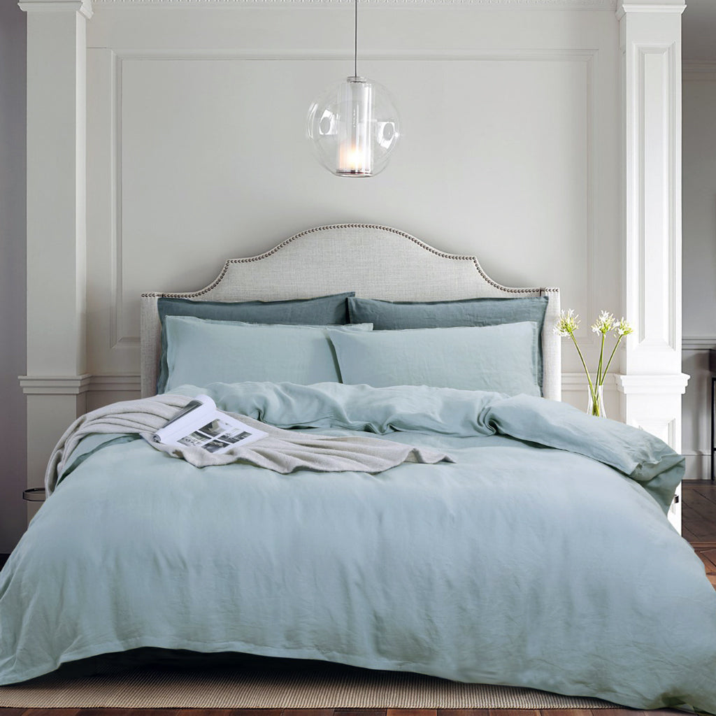 Soft Aqua Linen Cover Set