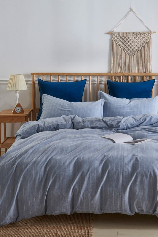 Pinstripe Denim Duvet Cover Set
