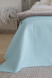Diamond Misty Blue Cotton Coverlet Set