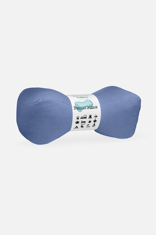 Tiny peanut neck therapeutic pillow in Cornflower blue color.